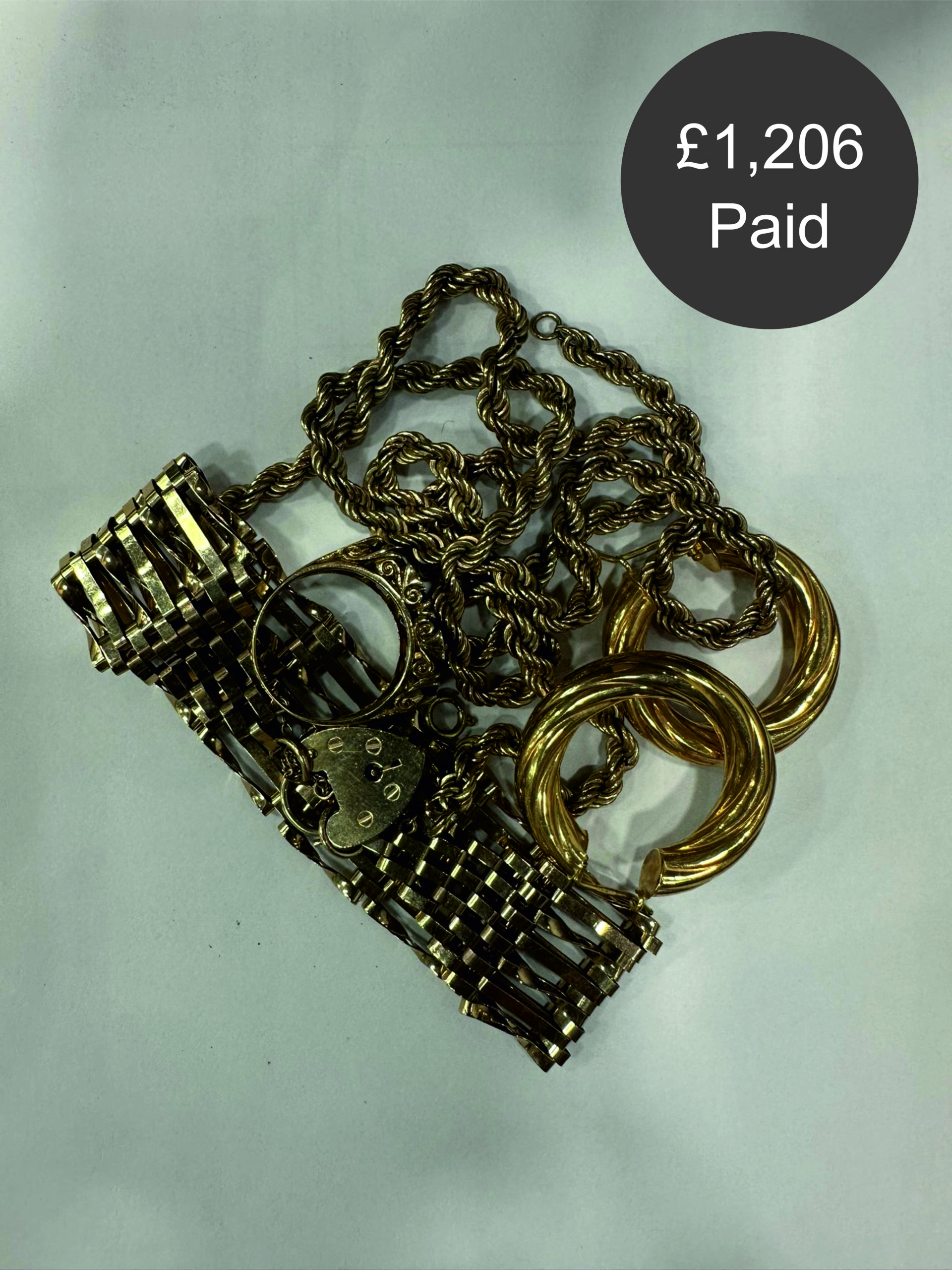 A collection of gold jewelry