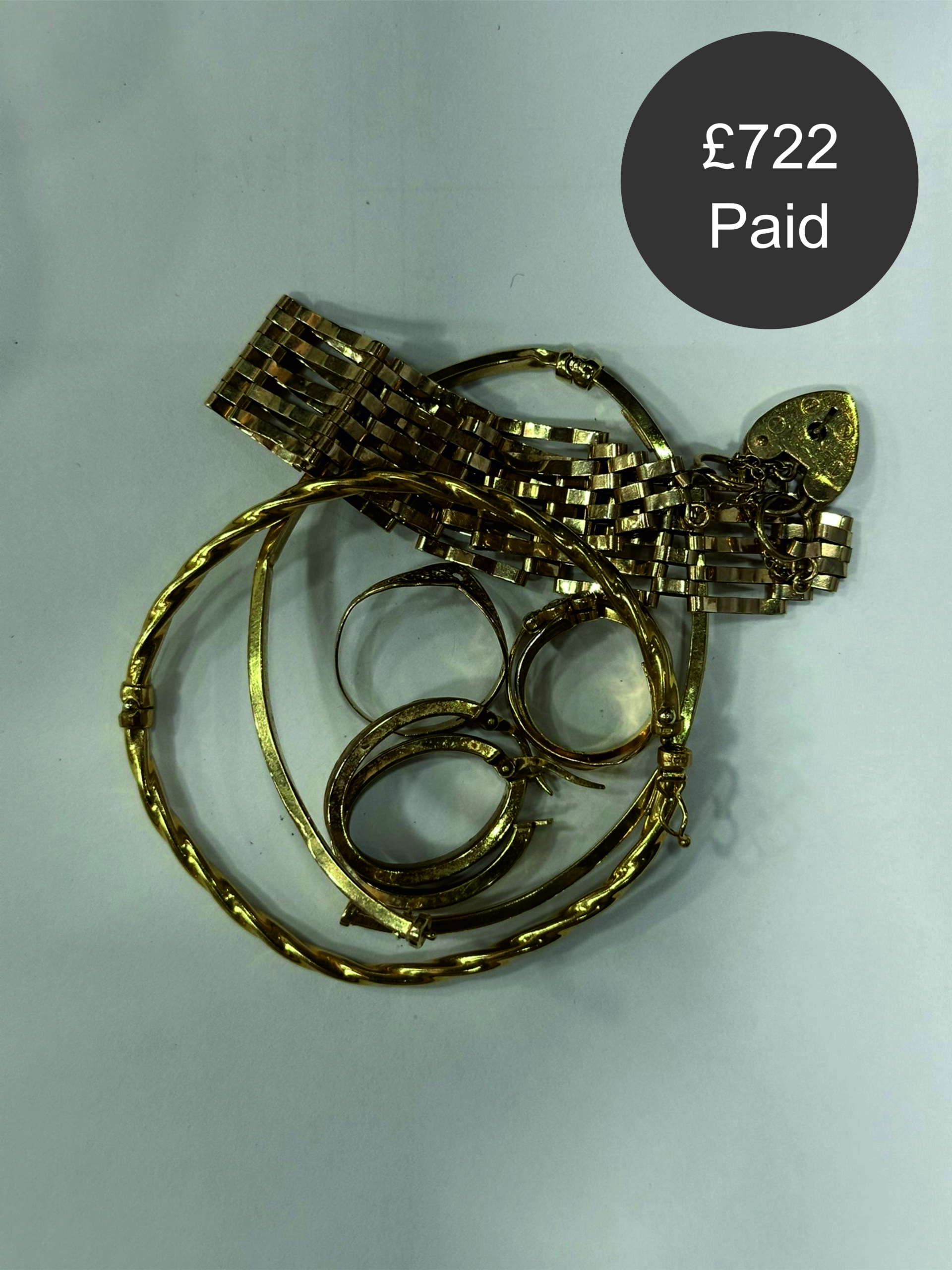 A collection of gold jewelry