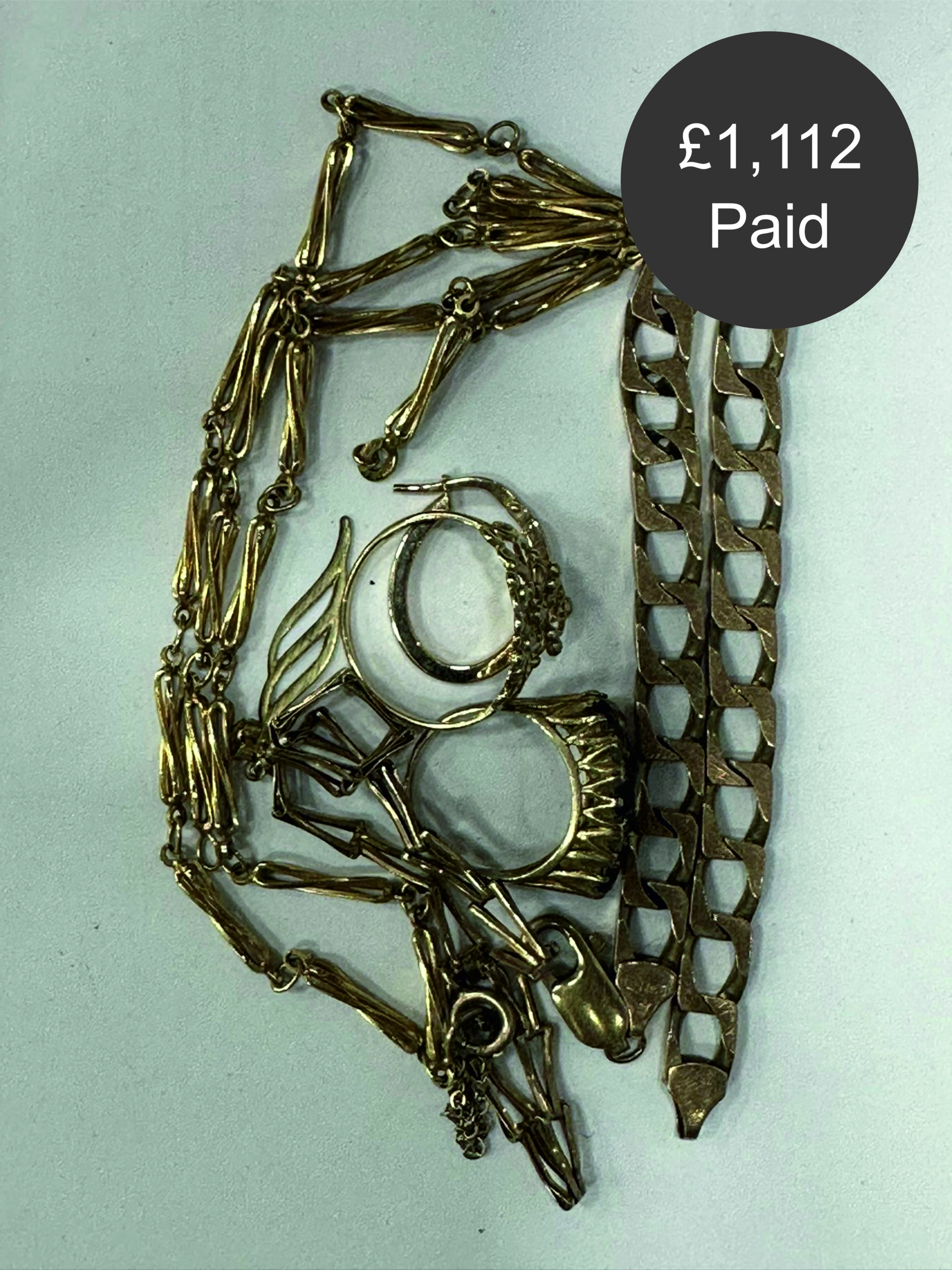 A collection of gold jewelry