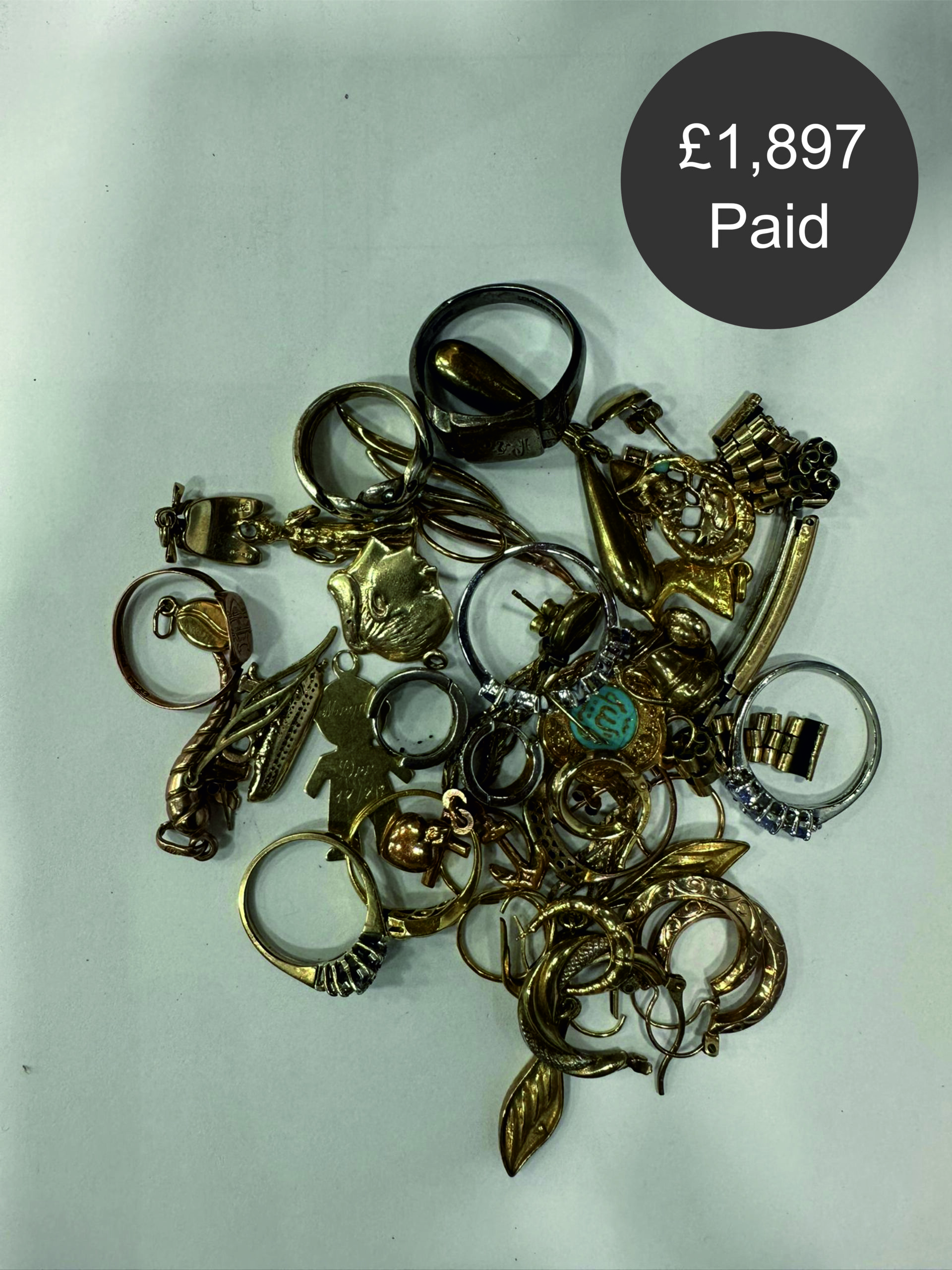 A collection of gold jewelry